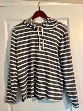 J. Crew Factory Blue & White Striped Hooded Sweatshirt